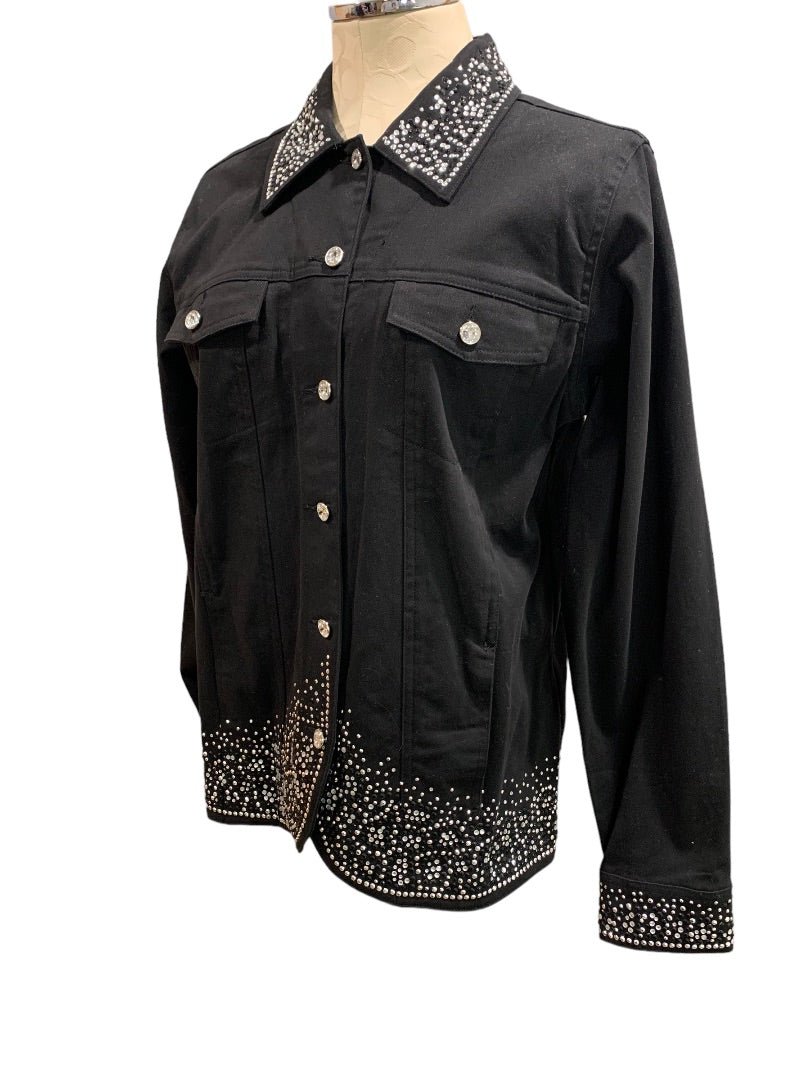 Small Quacker Factory Women's Black Embellished Button Up Jacket