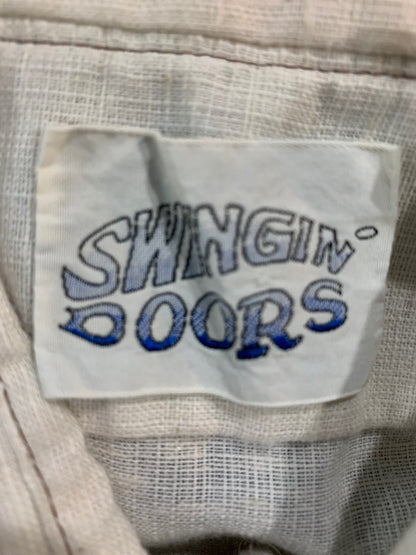 Medium Swingin' Doors Men's Vintage 1970s Off White Short Sleeve Button Up