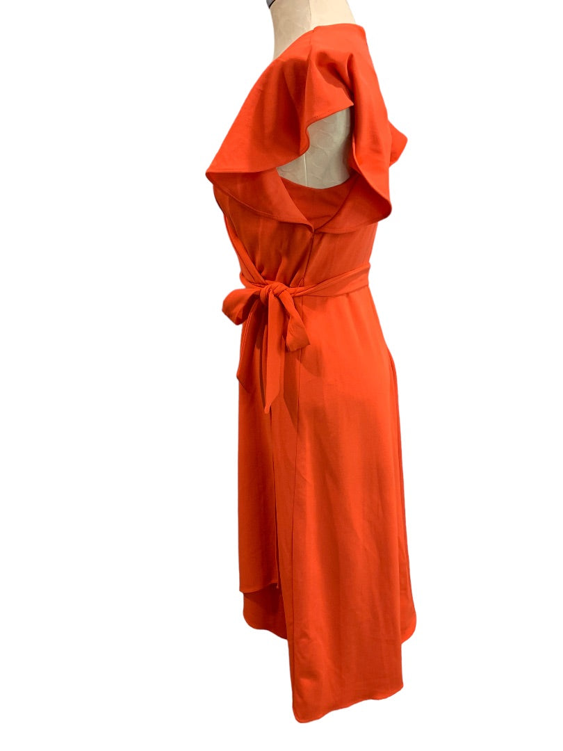 Size 2 DKNY Faux Wrap Style Orange Dress Stretch Polyester New