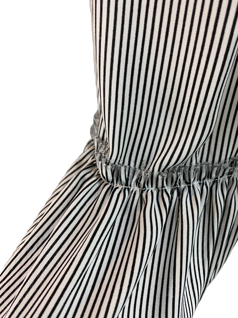 Small Bailey 44 Women's Off the Shoulder Flowy Ruffle Hem Blouse Striped