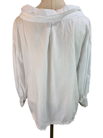 Medium Sneak Peek Women's White Oversize Open Collar Casual Button Down Shirt