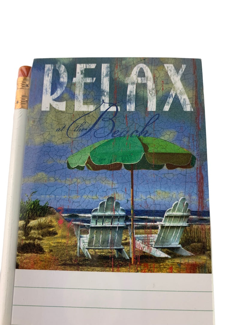 New Wellspring Magnetic "Relax" Notepad Pencil Set List 9.5" x 3" Made in USA