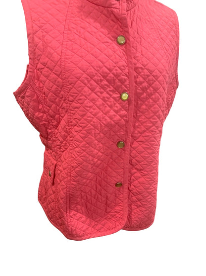 Large Petite Talbots Petites Women's New Hot Pink Quilted Snap Up Vest