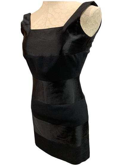 Size 2 Laundry by Shelli Segal Sleeveless Black Satin Banded Satin Dress