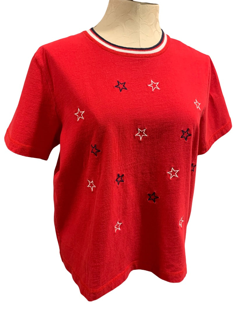 Medium Onque Women's Americana Retro Style Embroidered Star Tshirt