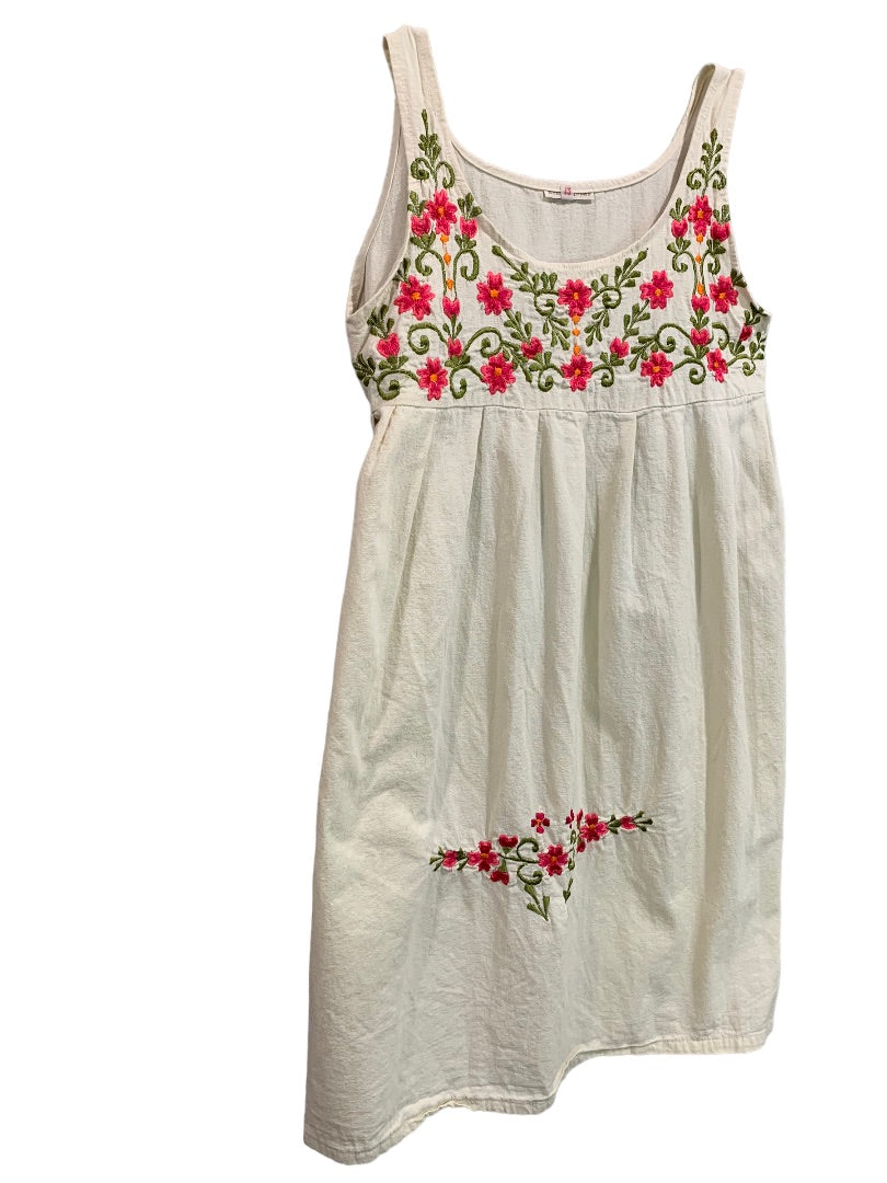 Size 12 Girls Sundress Sleeveless Embroidered Floral Bodice Tie Back