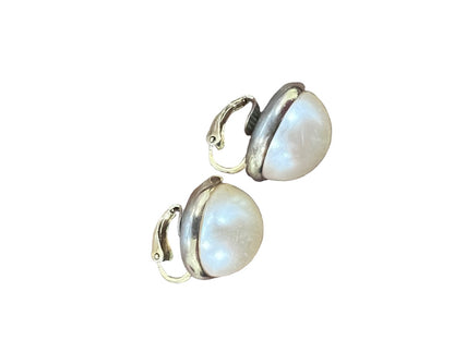 Champagne Cabochon Gold Tone Clip On Earrings Round