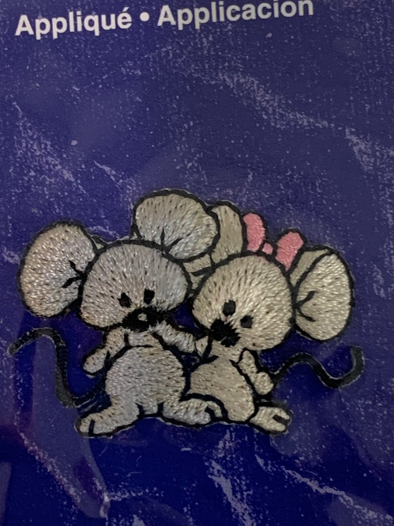 Patch it Up Application Mice Mouse Iron On Rayon 1.5" Sewing Novelty New