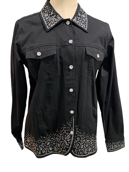 Small Quacker Factory Women's Black Embellished Button Up Jacket