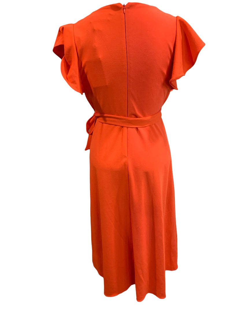 Size 2 DKNY Faux Wrap Style Orange Dress Stretch Polyester New