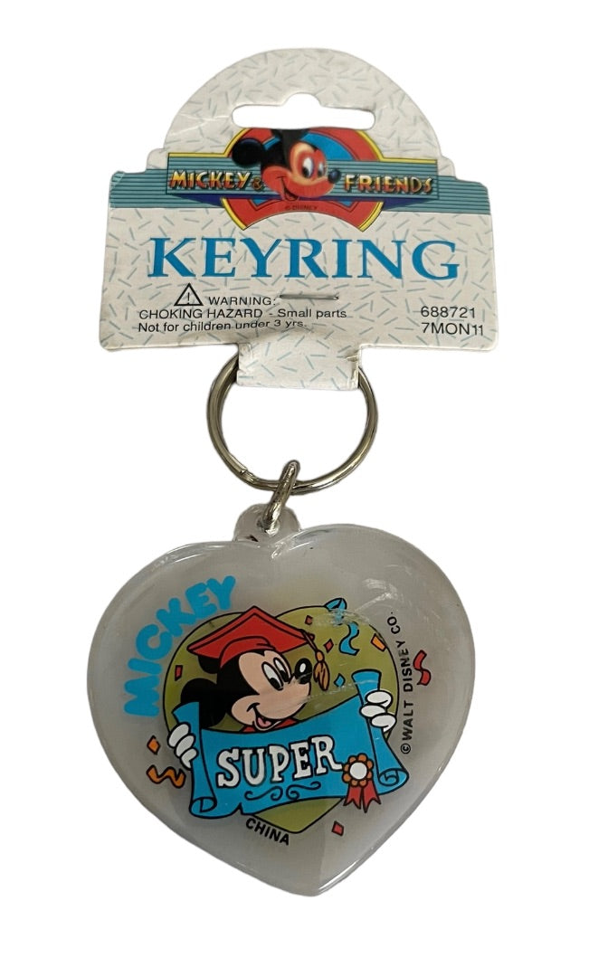 Mickey & Friends Keyring Super Graduate 25050/41 Plastic Heart Key Chain