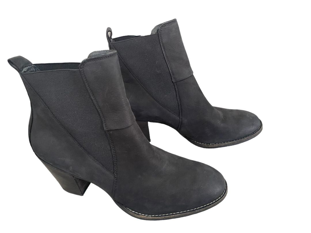 7 Paul Green Jules Black Suede Boots Stacked Heel Booties Chelsea