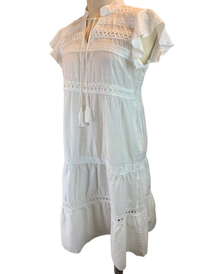 Medium Made with Love Women's White Peasant Dress Sheer Midi New