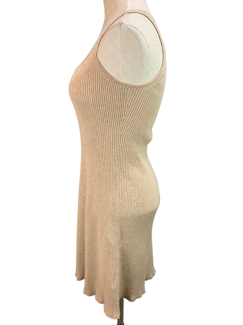 Small J.Crew Women's Tan Sculpted Rib Sleeveless Sweater Dress Style#BI279