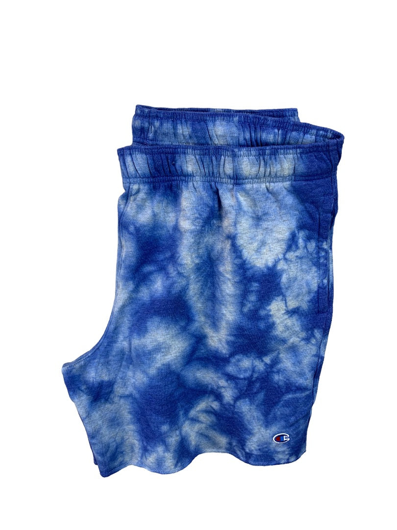 2XL Champion Men's Specialty Crush Pull On Blue Tie Dye Sweat Shorts Pockets