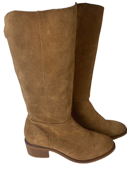 6 Haughty Monkey Women's Brown Suede Boots 1.5" Block Heel
