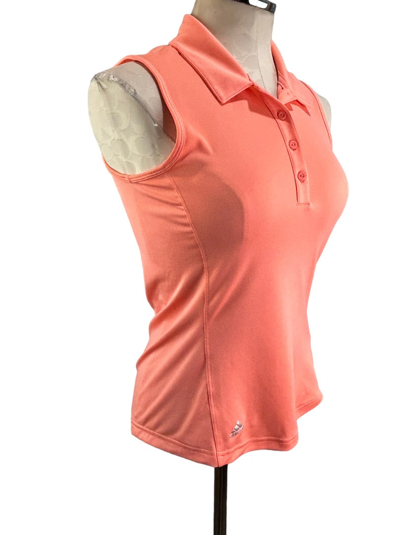 XS Adidas Women's Bright Peach Golf Polo Sleeveless