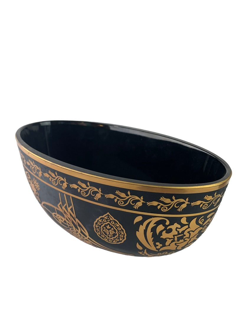 Turkish Limited Edtn DecOriam Osmanli Koleksiyonu Gilded Enamel Glass Bowl