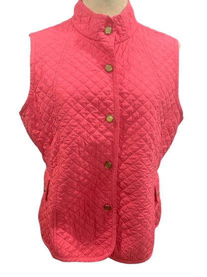 Large Petite Talbots Petites Women's New Hot Pink Quilted Snap Up Vest