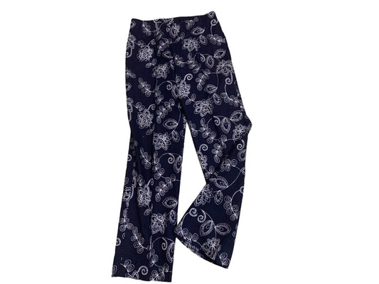 Size 10 Collection Harve Benard Women's Navy Blue Embroidered New Linen Blend Pants