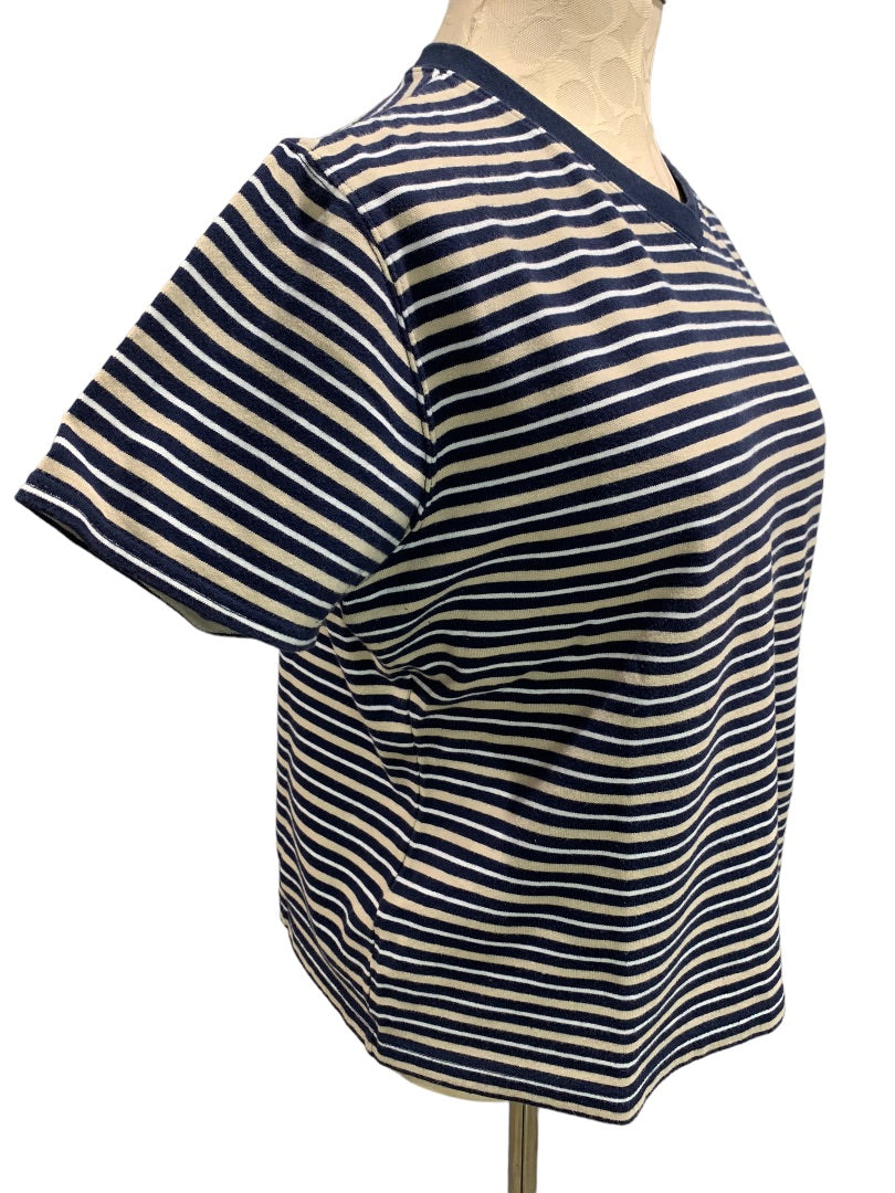 Large Croft & Barrow Women's Stretch Short Sleeve Tshirt Striped 1990s