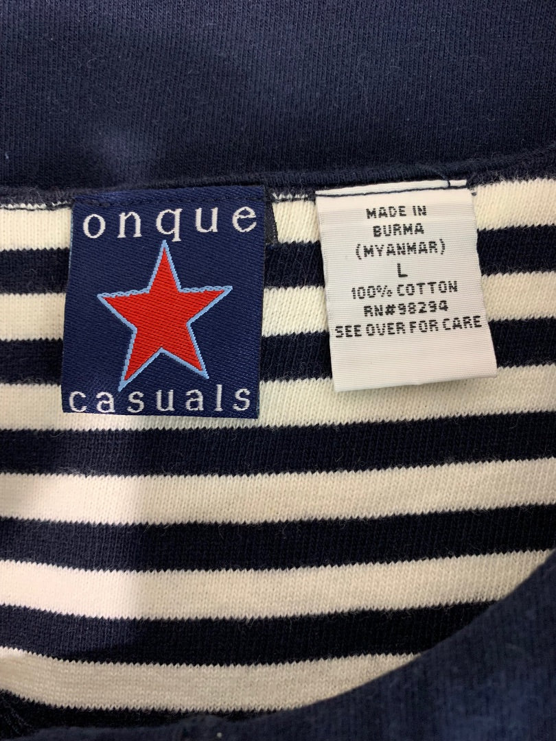 Large Onque Casuals American Flag Buttton Short Sleeve Women's Top