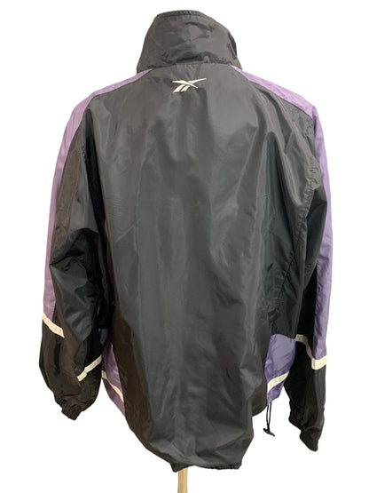 XL Reebok Women's Vintage Y2K Black Purple Windbreaker Full Zip Jacket