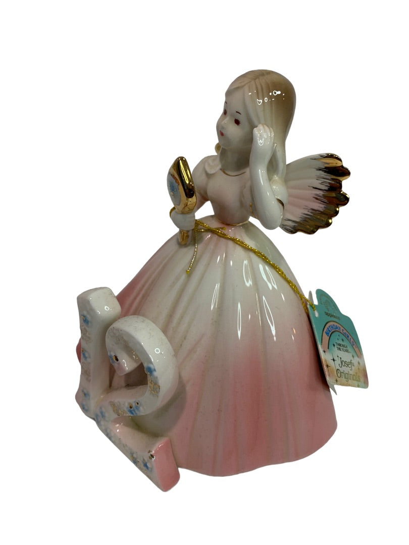 Josef Original 12 Years  Porcelain Birthday Angel Girl Figurine 5.5"h Hang Tag