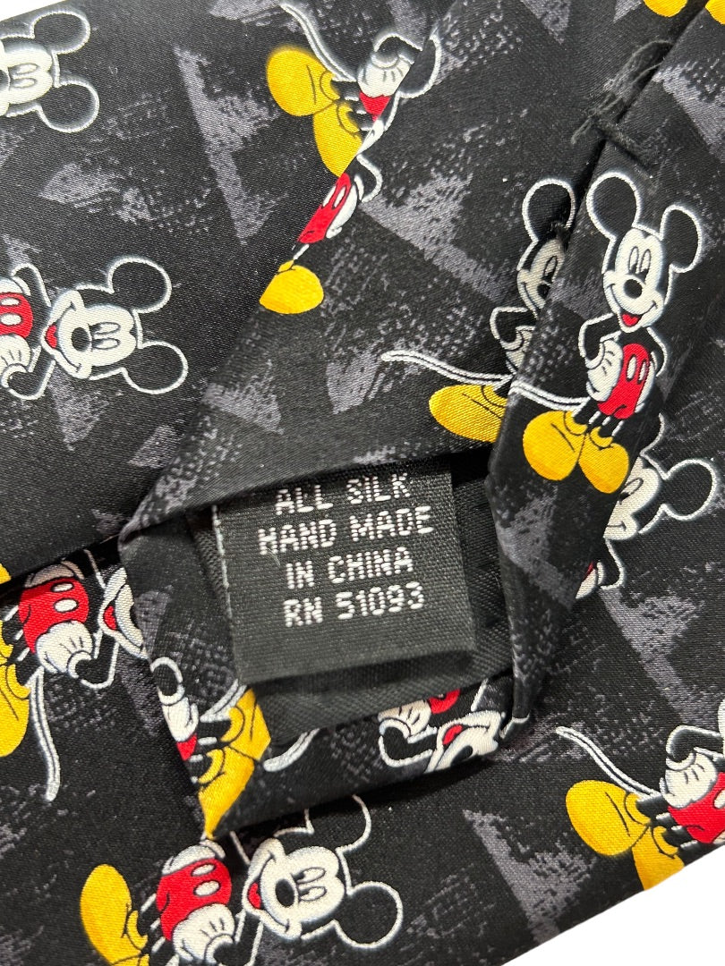 Mickey Unlimited Men's Silk Necktie Mickey Mouse Blacck 58" Length