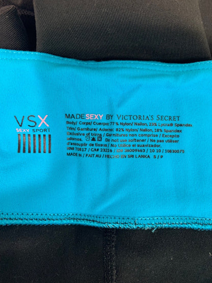 Small VSX Victoria's Secret Sport Leggings Black Teal Waistband Ankle Length 27 Inch Inseam