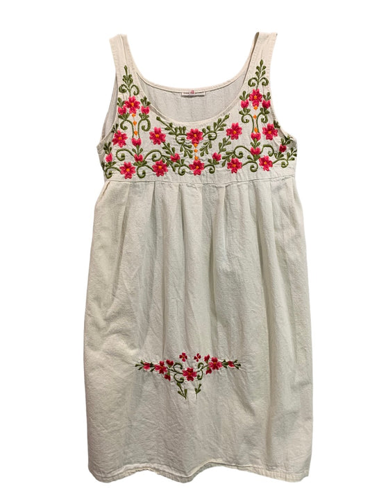 Size 12 Girls Sundress Sleeveless Embroidered Floral Bodice Tie Back