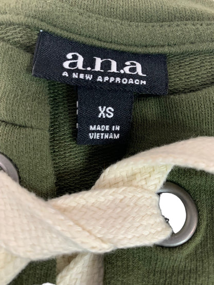 XS A.N.A. Women's Olive Green Lace Up Neckline Lightweight Sweatshirt