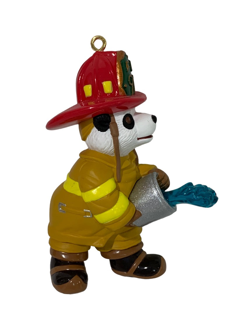 Hallmark Keepsake Ornament 1997 "Bucket Brigade" Panda Firefighter John Collin Francis