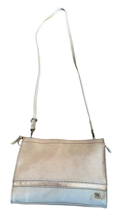 The Sak Glitter Rose Gold Leather Zipper Closure Handbag Crossbody