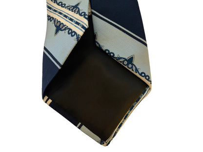 Vintage 1970s Men's 58" Necktie College Roe Blue Retro Stripes Polyester 4"w