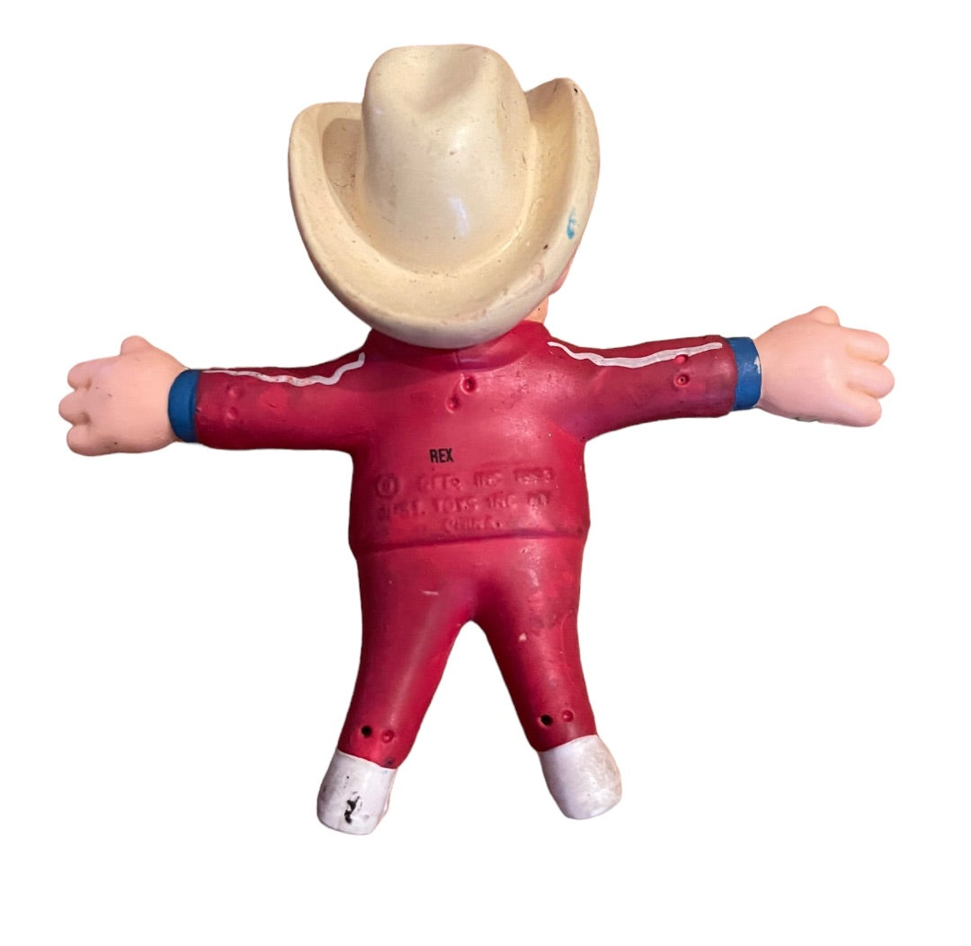 Rex Bendable Figure Vintage 1993 Red Suit Cowboy Hat Just Toys 3 1/4"