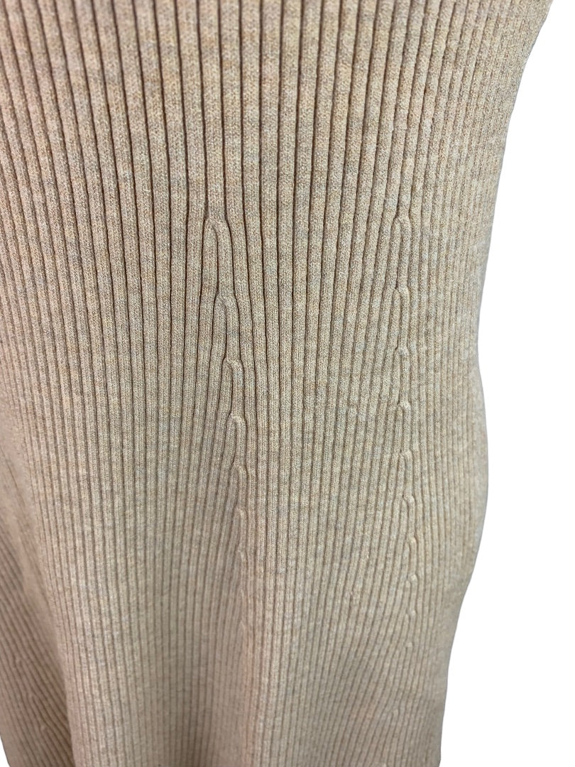 Small J.Crew Women's Tan Sculpted Rib Sleeveless Sweater Dress Style#BI279