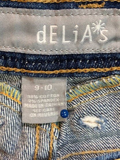 9/10 Delia*s Junior Women's Slight Flare Jeans Denim Embroidered Pocket