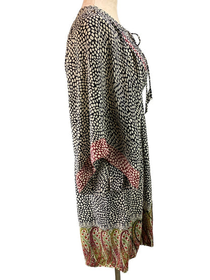 Small Tolani Women's Pullover Boho Lined Dress Kimono Sleeve Beaded Hem