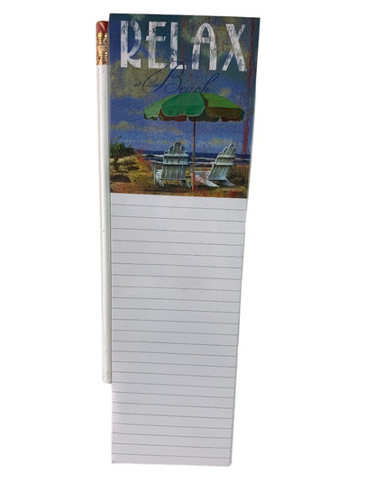 New Wellspring Magnetic "Relax" Notepad Pencil Set List 9.5" x 3" Made in USA