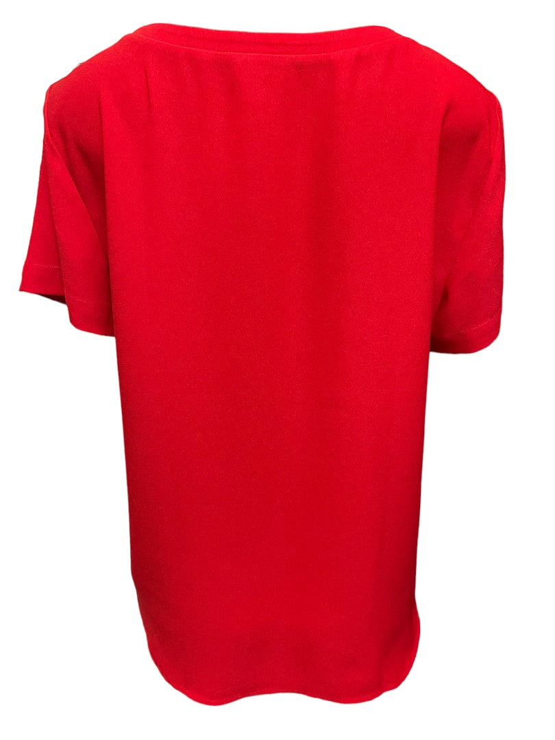 Medium Ann Taylor  Short Sleeve Round Neck Blouse Red Pullover