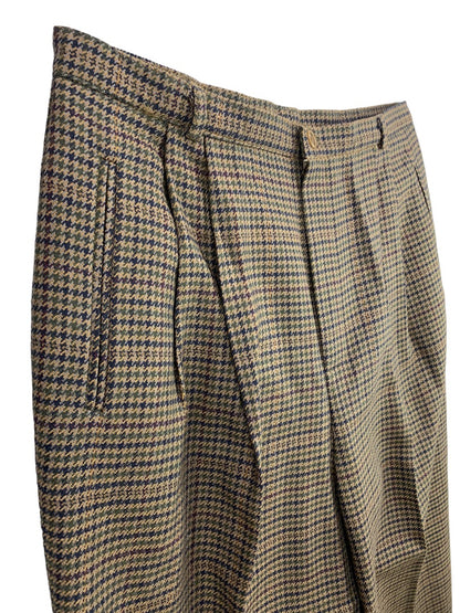 Size 14 Chelsea Campbell Women's Wool Dress Pants Brown Houndstooth Vintage