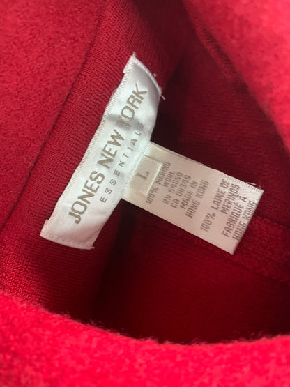 Large Jones New York Essentials Women's Red Merino Wool Button Up Jacket