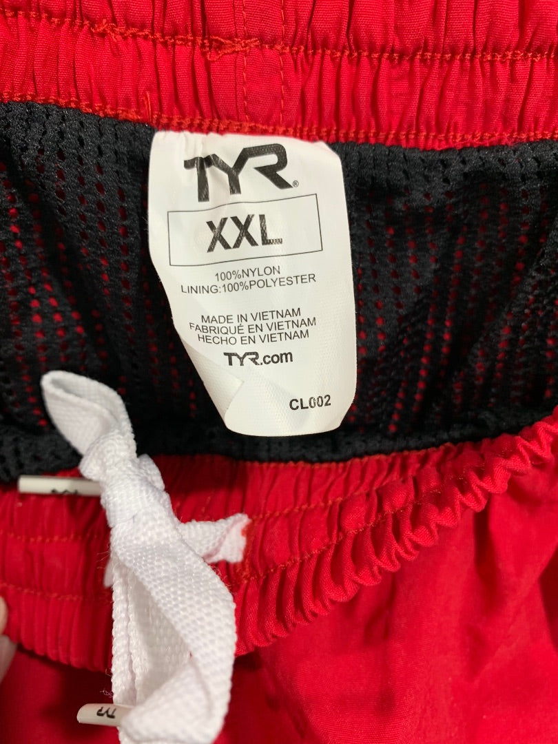 XXL TYR Men's Classic Deck Swim Shorts Trunks Pull On Red New UPF 50+