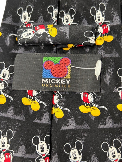 Mickey Unlimited Men's Silk Necktie Mickey Mouse Blacck 58" Length