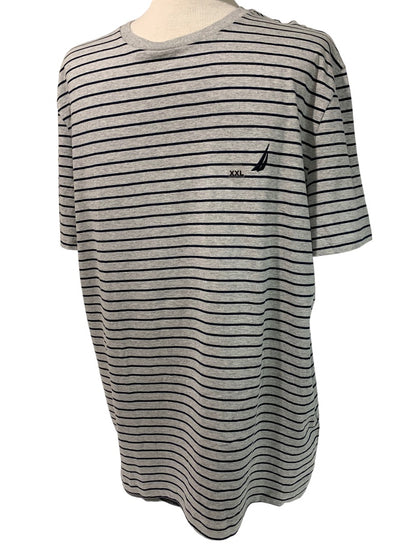 XXL Nautica Men's Striped Gray Navy Blue Short Sleeve Tshirt New