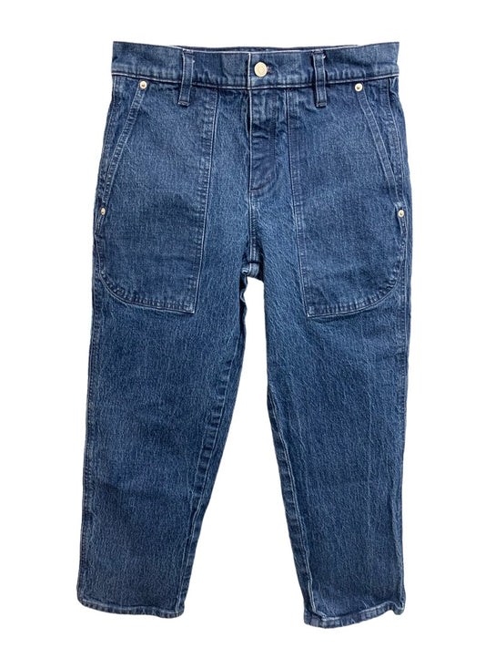 Size 26 J.Crew High-Rise Patch Pocket Women's Straight Leg Jean Indigo Crop BA678