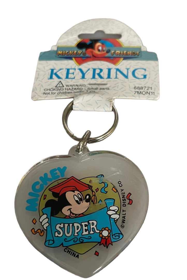 Mickey & Friends Keyring Super Graduate 25050/41 Plastic Heart Key Chain