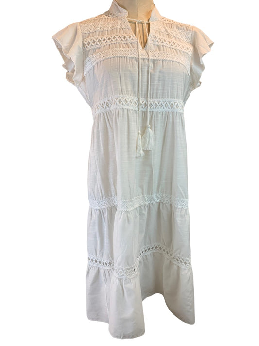 Medium Made with Love Women's White Peasant Dress Sheer Midi New