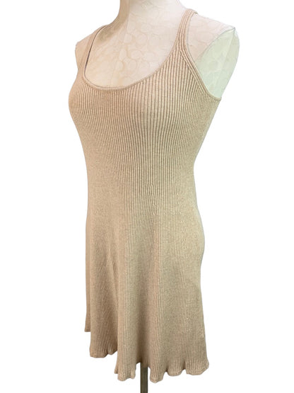 Small J.Crew Women's Tan Sculpted Rib Sleeveless Sweater Dress Style#BI279